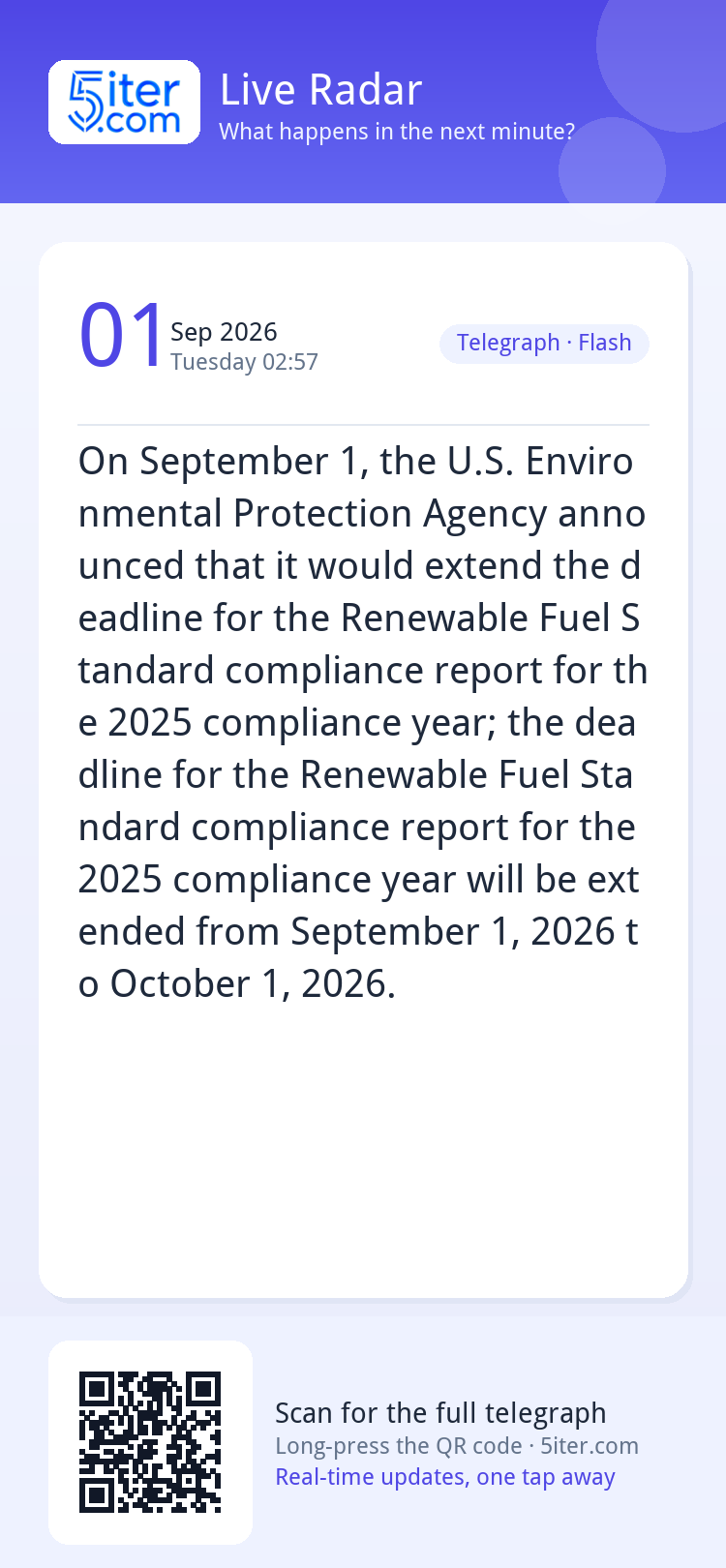 On September 1, the U.S. Environmental Protection Agency ann