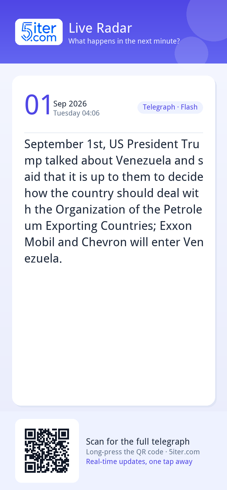 September 1st, US President Trump talked about Venezuela and