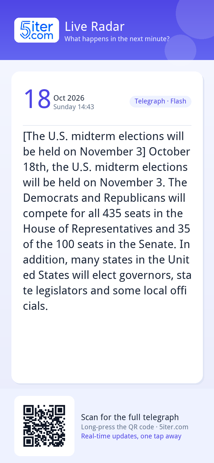 [The U.S. midterm elections will be held on November 3] Octo