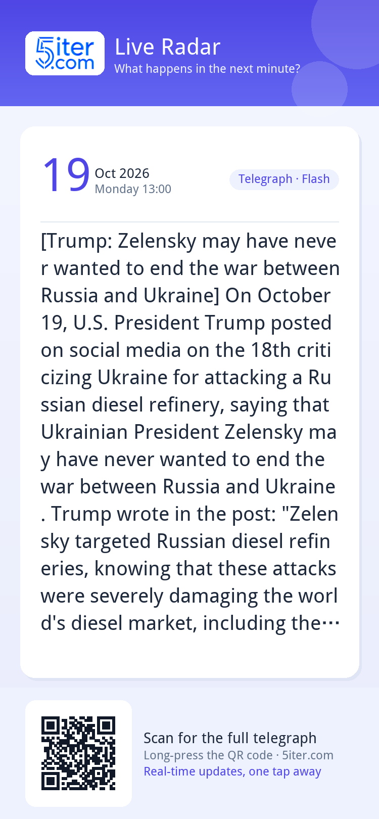 [Trump: Zelensky may have never wanted to end the war betwee