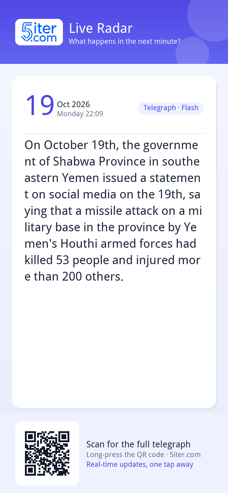 On October 19th, the government of Shabwa Province in southe