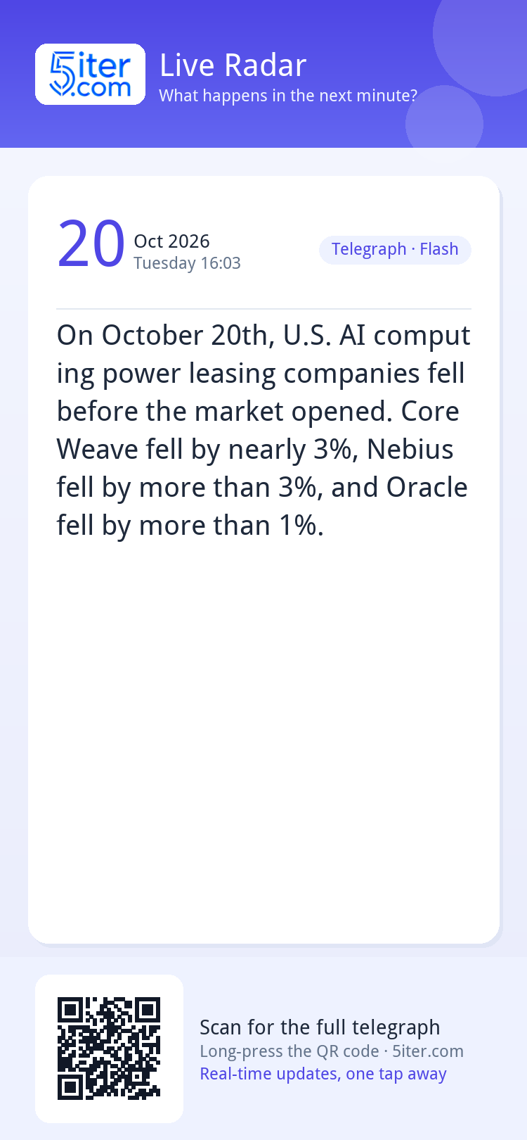 On October 20th, U.S. AI computing power leasing companies f