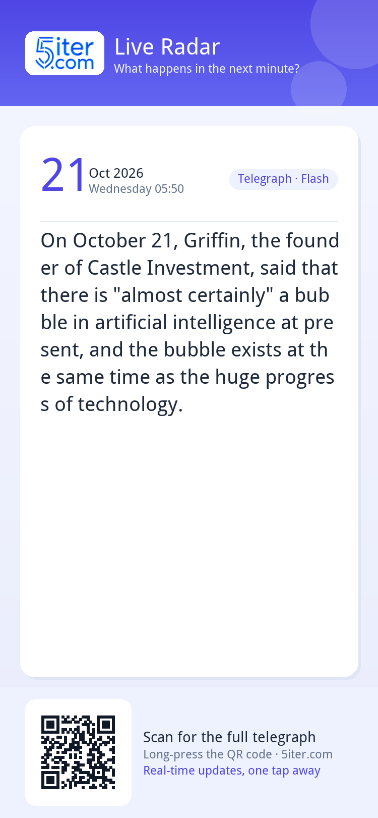 On October 21, Griffin, the founder of Castle Investment, sa