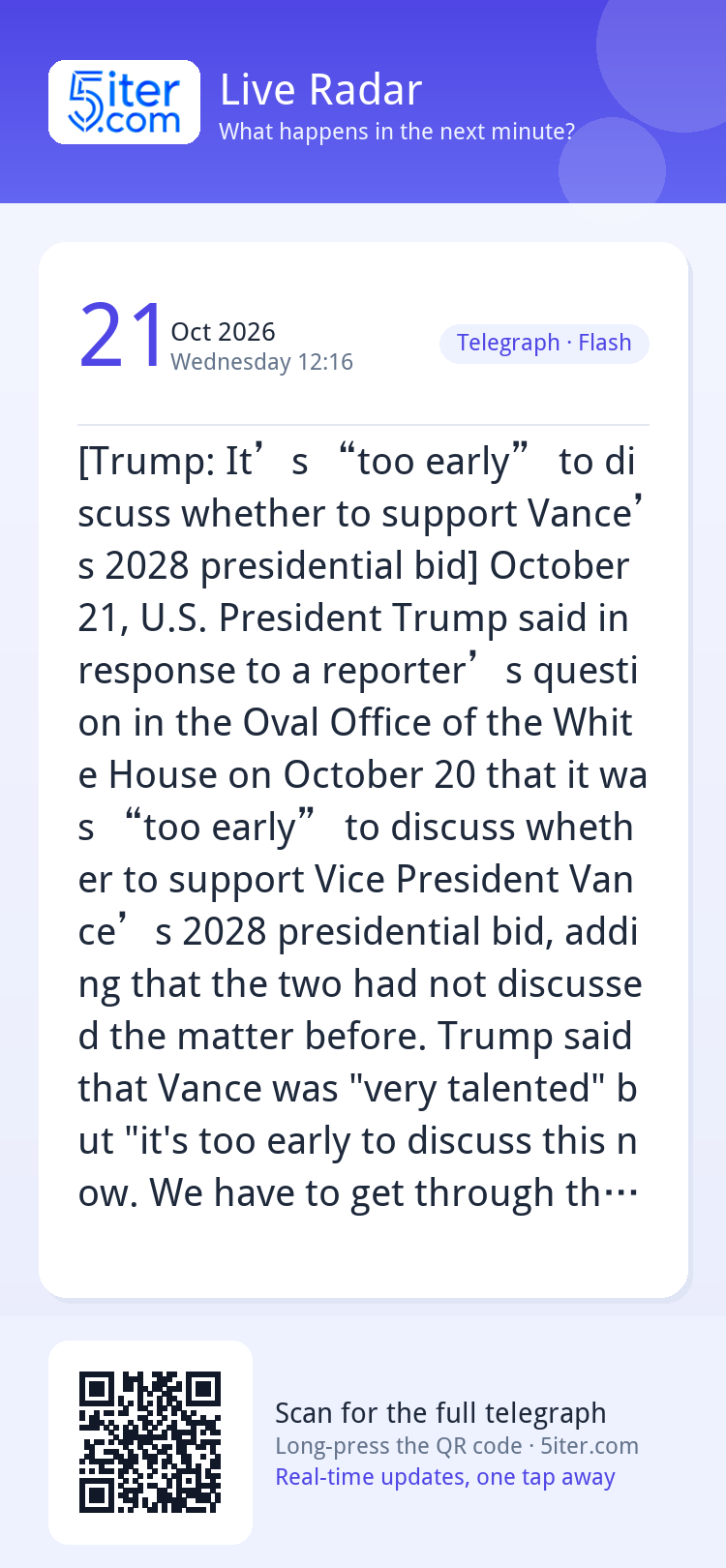 [Trump: It’s “too early” to discuss whether to support Vance