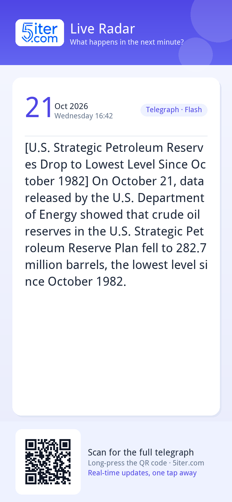 [U.S. Strategic Petroleum Reserves Drop to Lowest Level Sinc