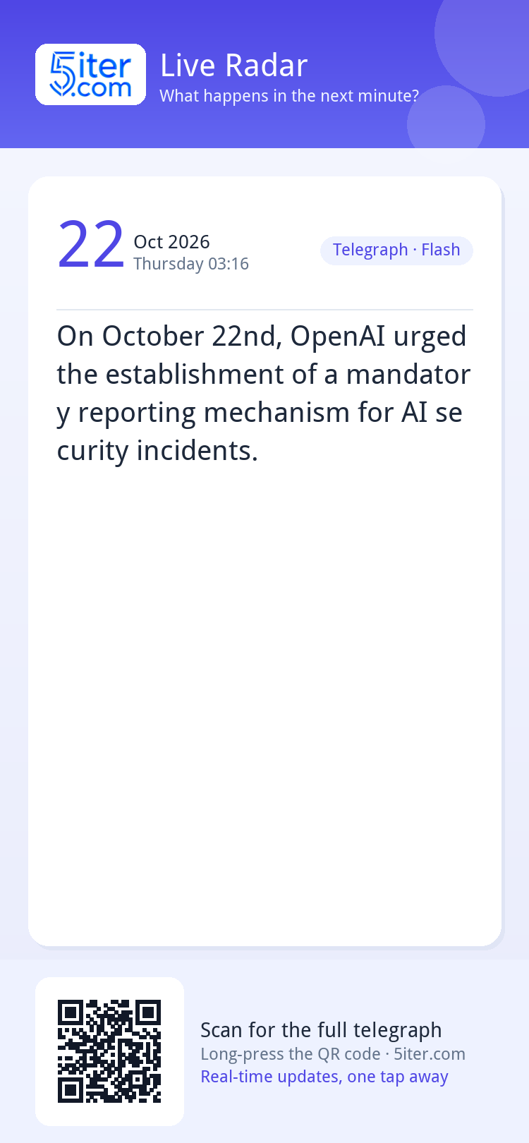 On October 22nd, OpenAI urged the establishment of a mandato