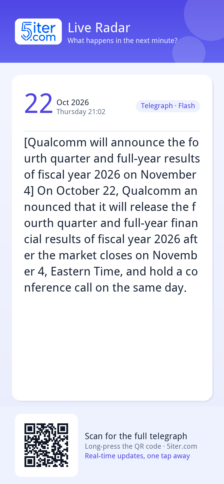 [Qualcomm will announce the fourth quarter and full-year res