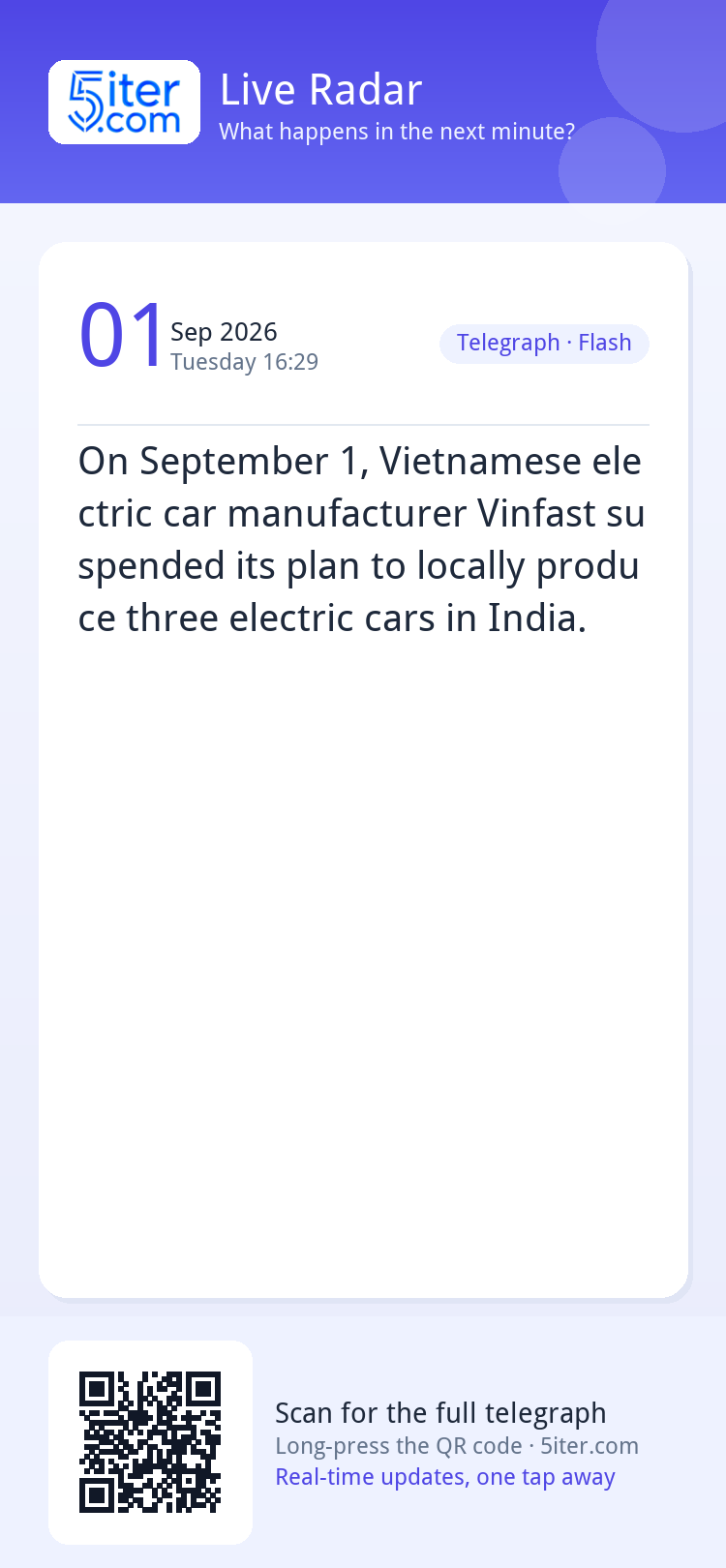 On September 1, Vietnamese electric car manufacturer Vinfast