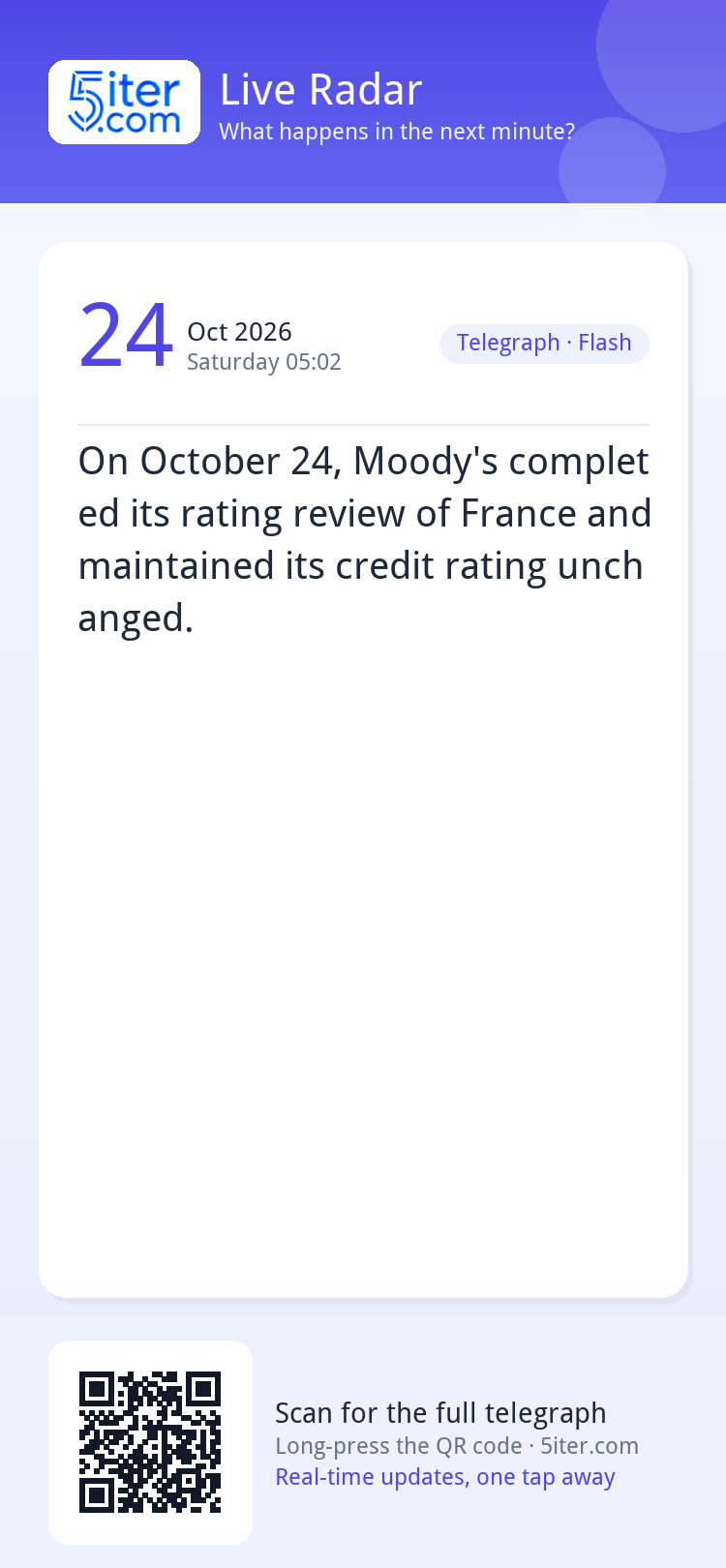On October 24, Moody's completed its rating review of France