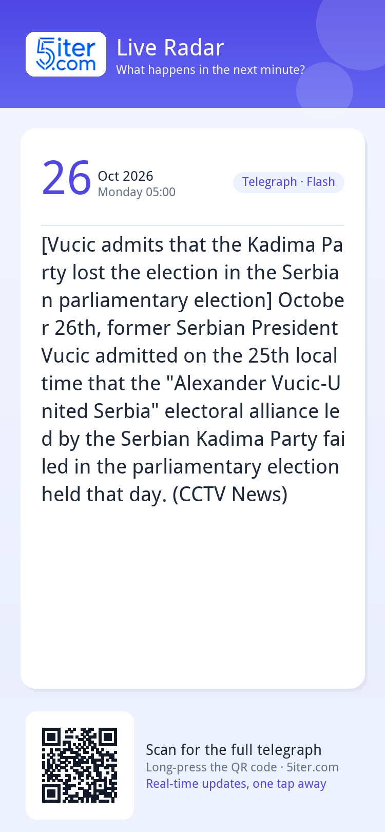 [Vucic admits that the Kadima Party lost the election in the