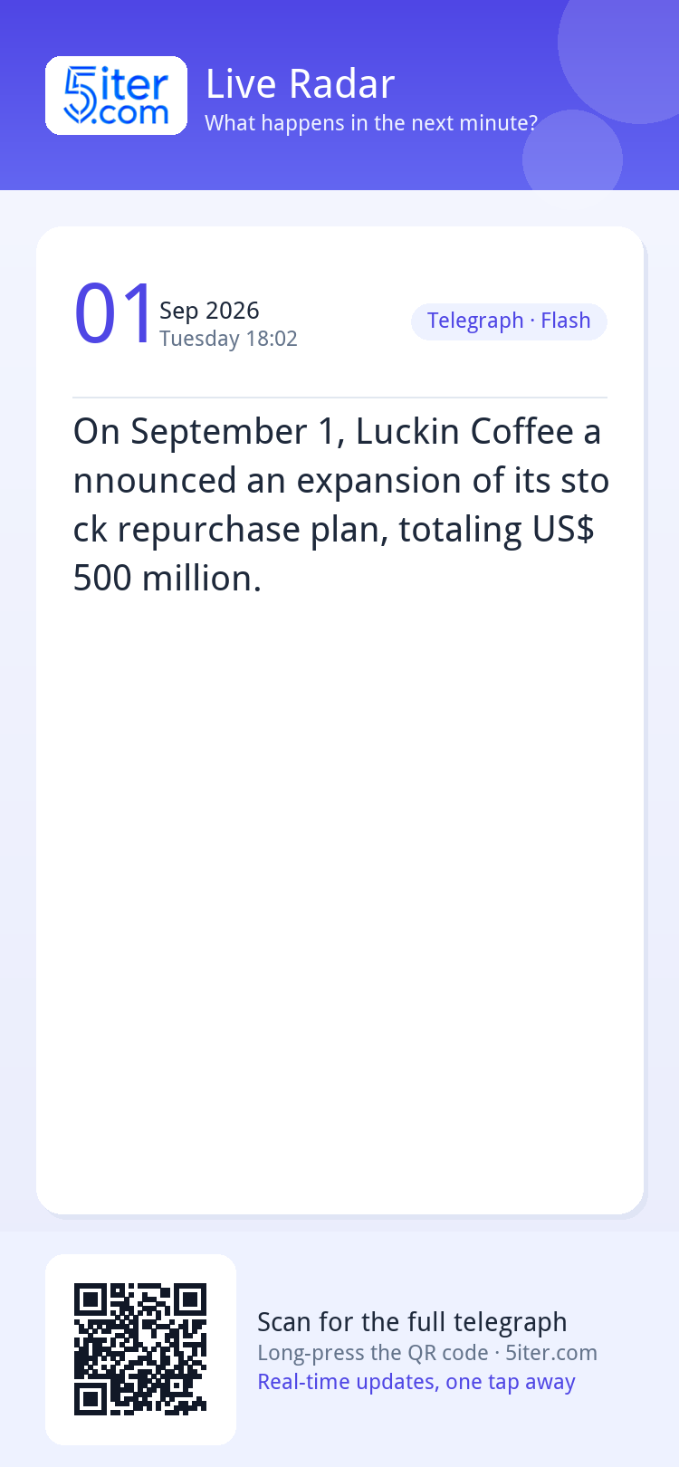 On September 1, Luckin Coffee announced an expansion of its 