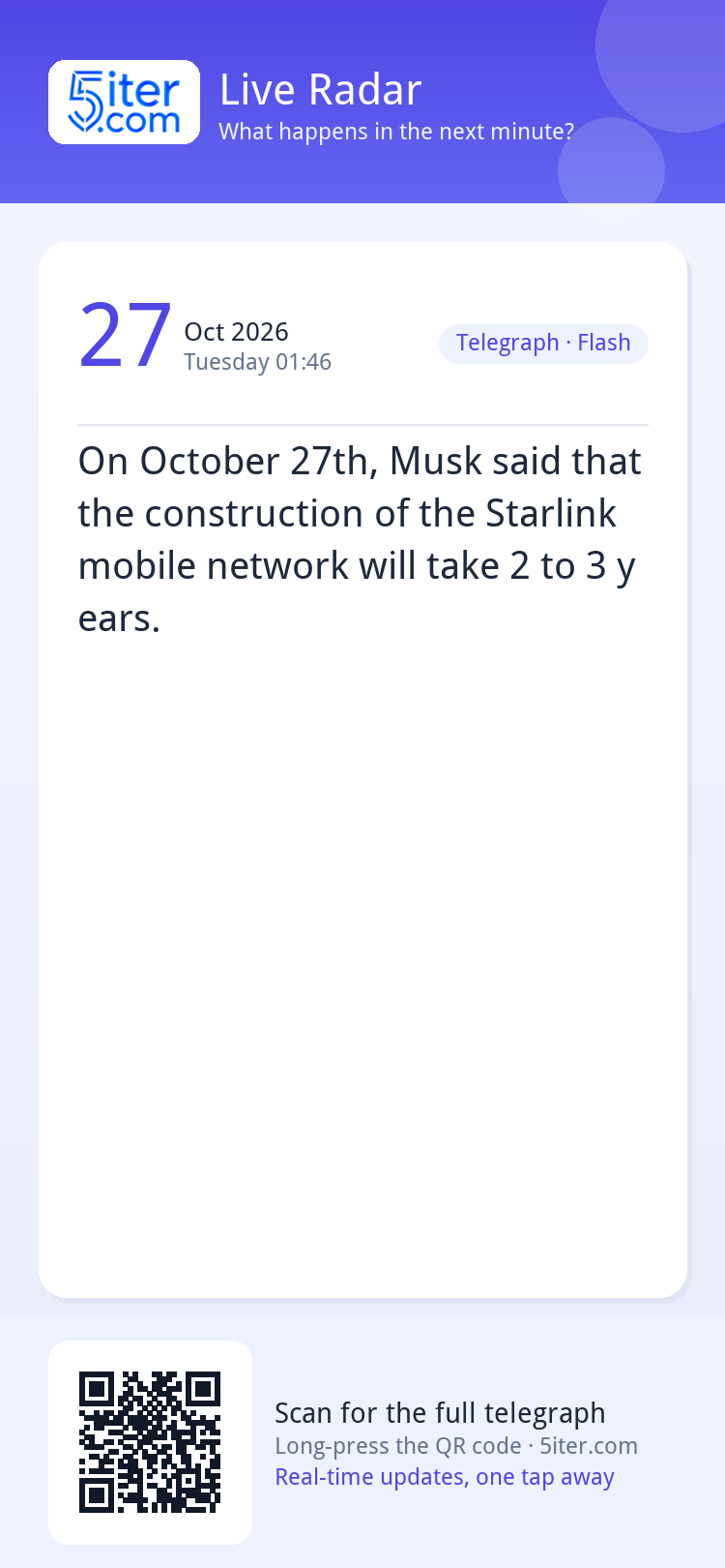 On October 27th, Musk said that the construction of the Star