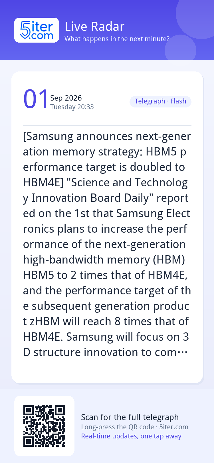 [Samsung announces next-generation memory strategy: HBM5 per