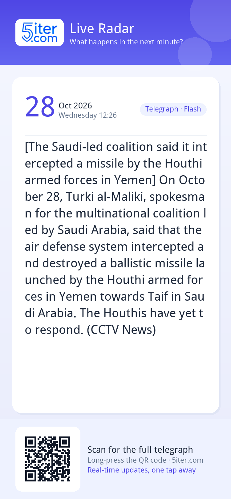 [The Saudi-led coalition said it intercepted a missile by th
