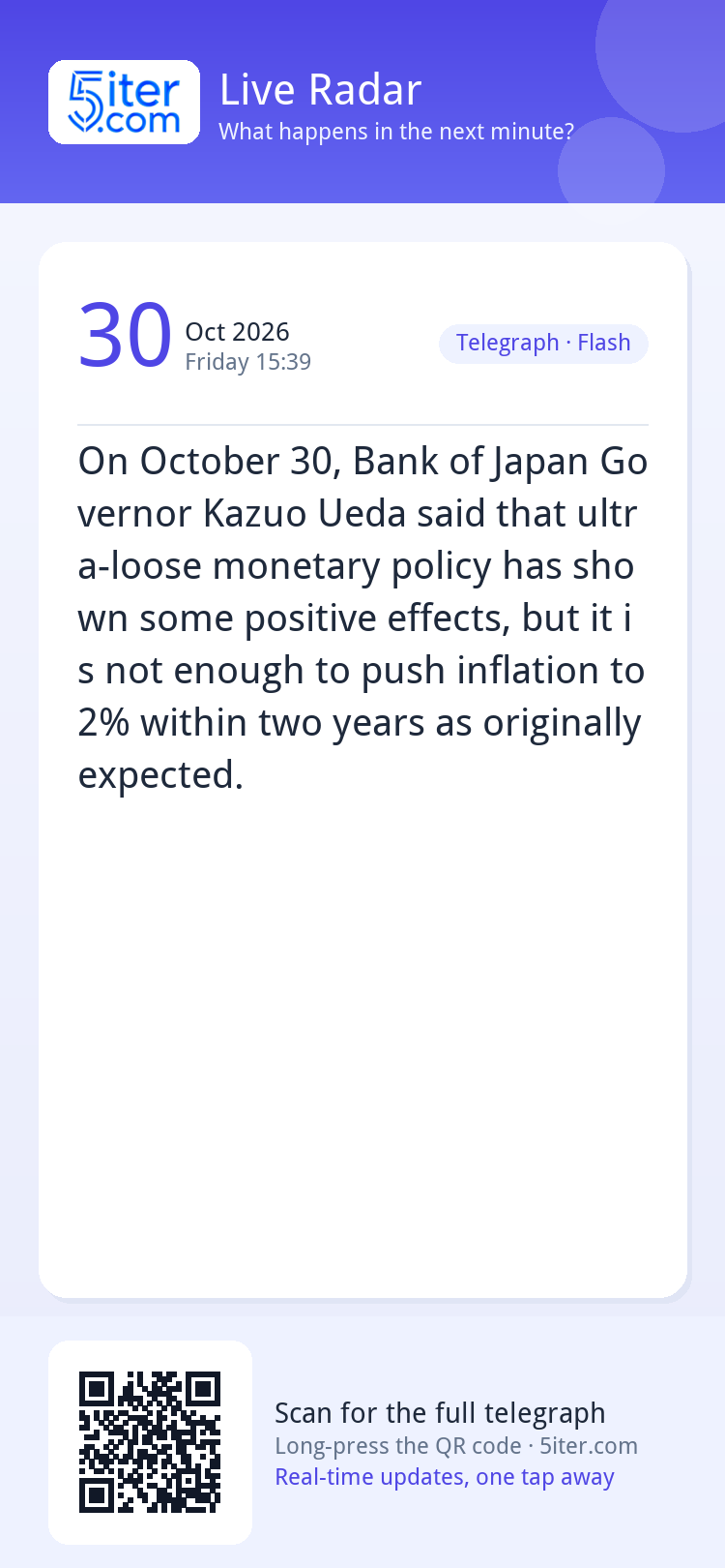 On October 30, Bank of Japan Governor Kazuo Ueda said that u