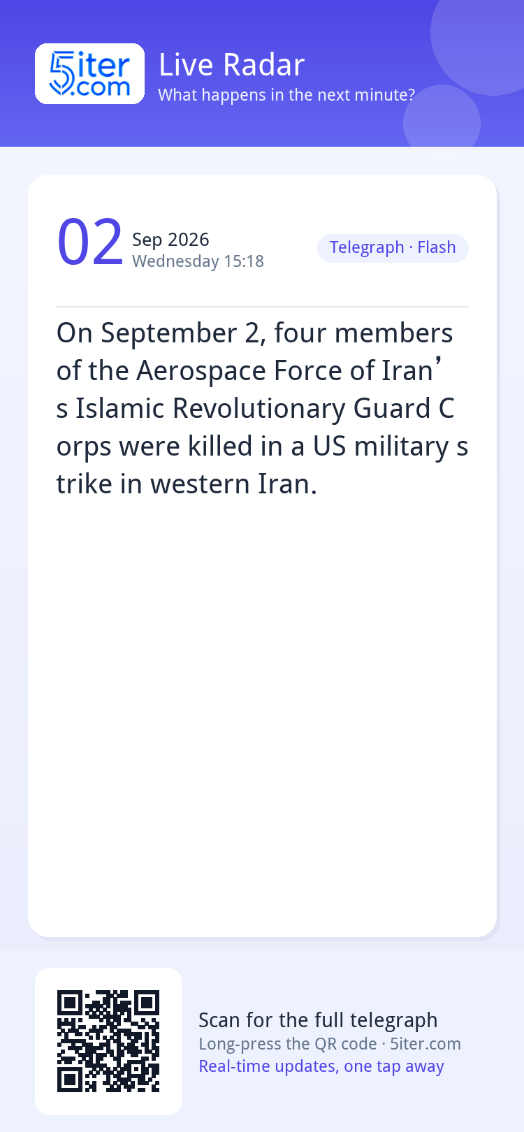 On September 2, four members of the Aerospace Force of Iran’