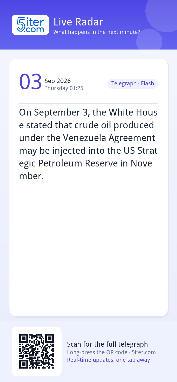 On September 3, the White House stated that crude oil produc