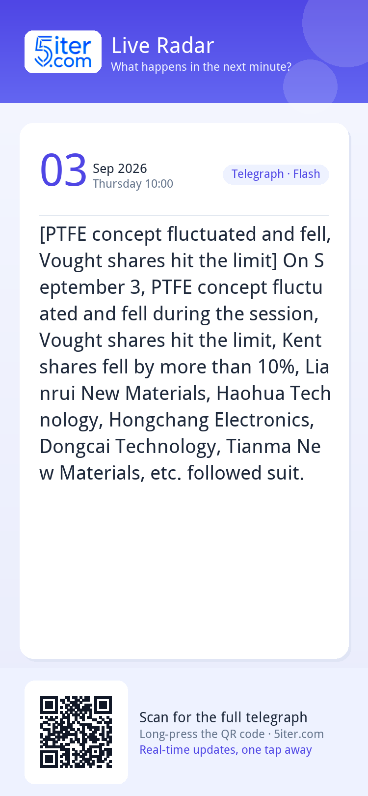 [PTFE concept fluctuated and fell, Vought shares hit the lim