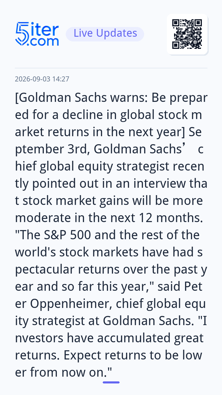 [Goldman Sachs warns: Be prepared for a 