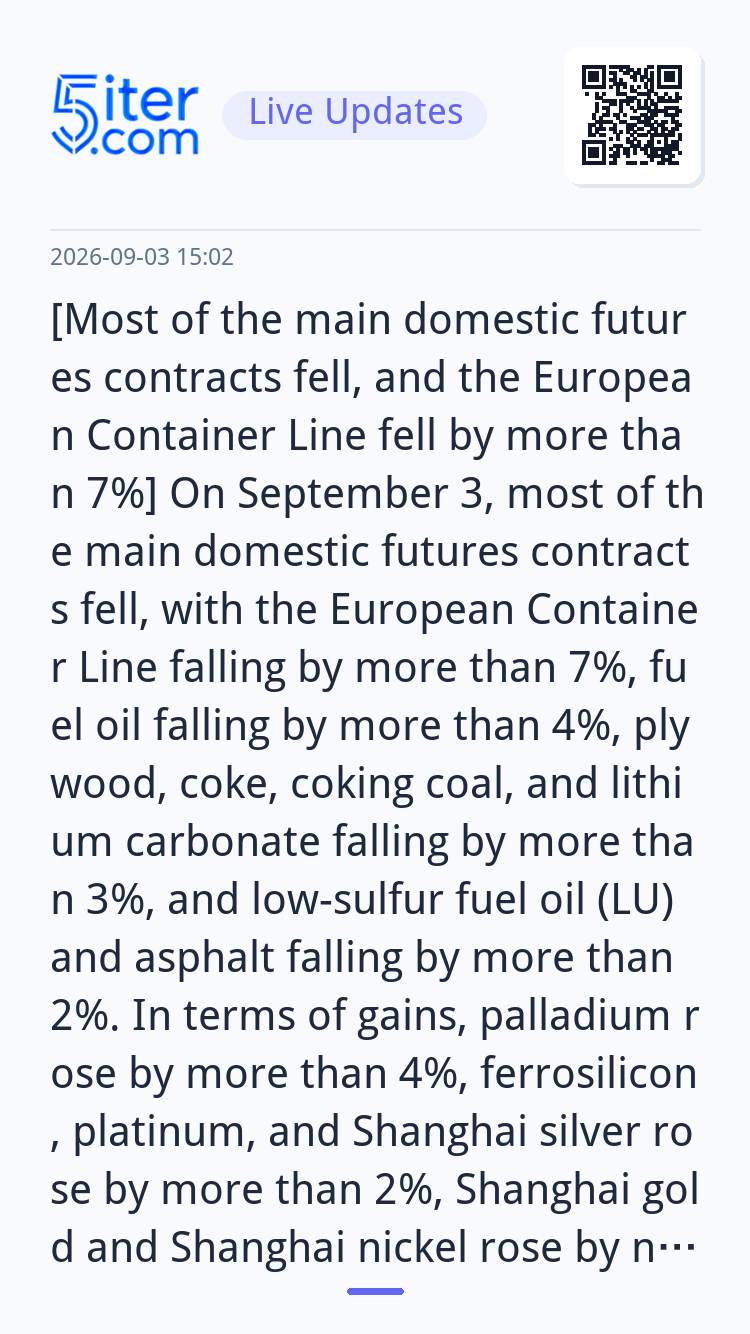 [Most of the main domestic futures contracts fell, and the E
