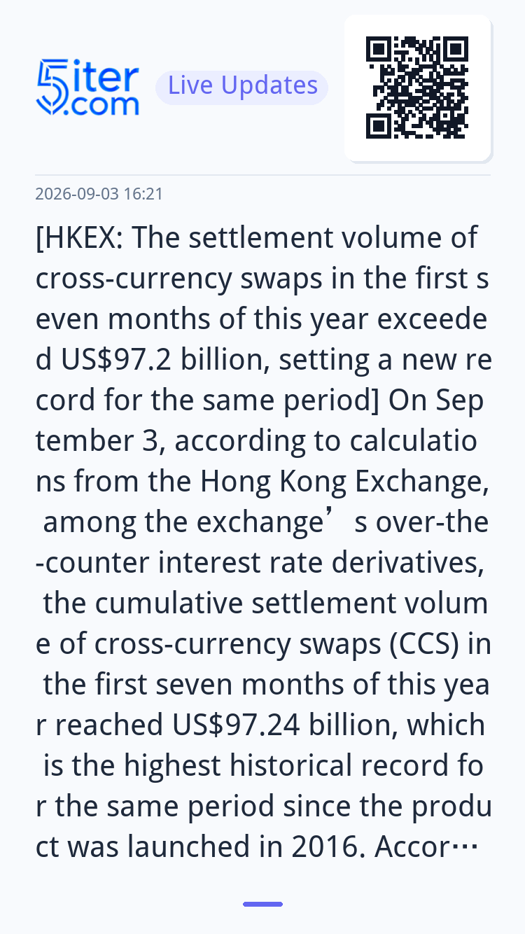 [HKEX: The settlement volume of cross-currency swaps in the 