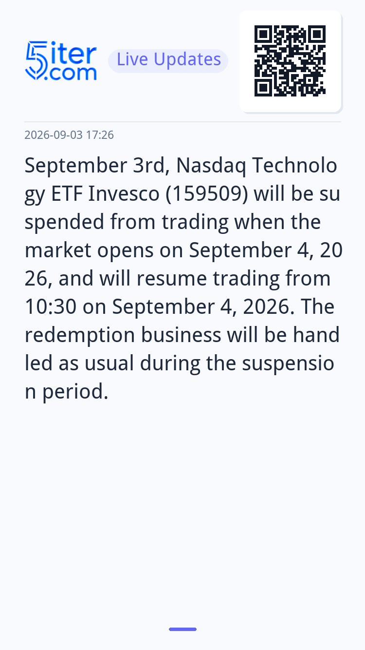 September 3rd, Nasdaq Technology ETF Invesco (159509) will b