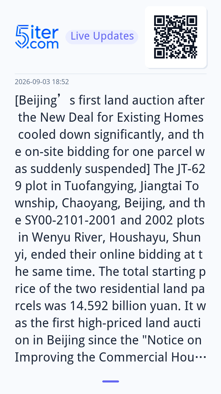 [Beijing’s first land auction after the New Deal for Existin