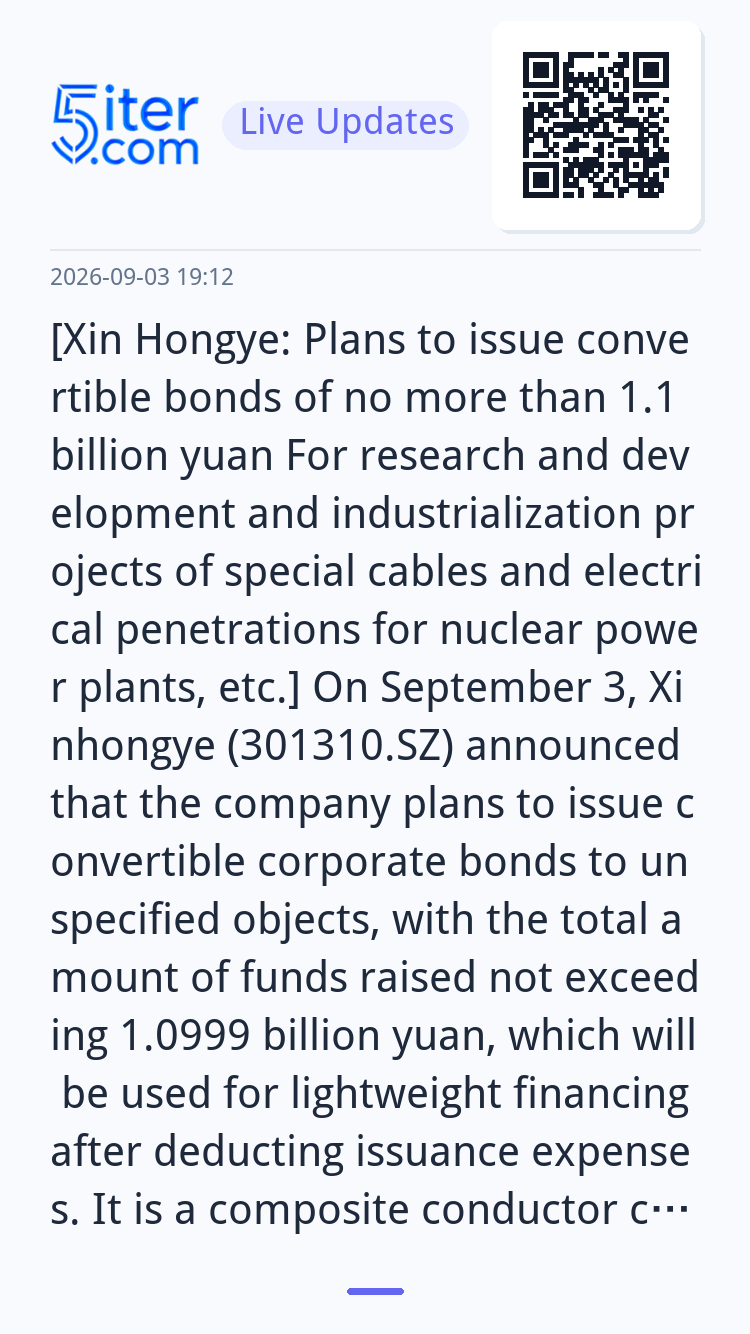 [Xin Hongye: Plans to issue convertible bonds of no more tha