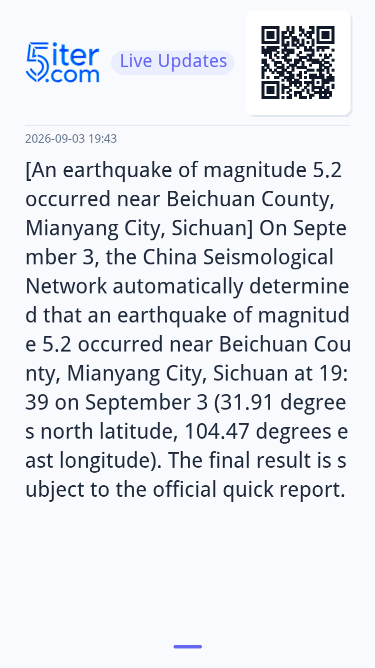 [An earthquake of magnitude 5.2 occurred near Beichuan Count