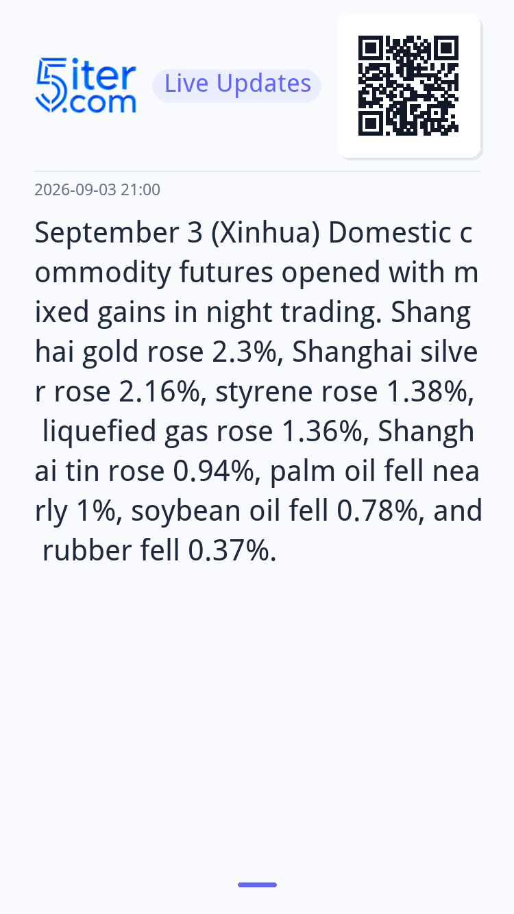 September 3 (Xinhua) Domestic commodity futures opened with 