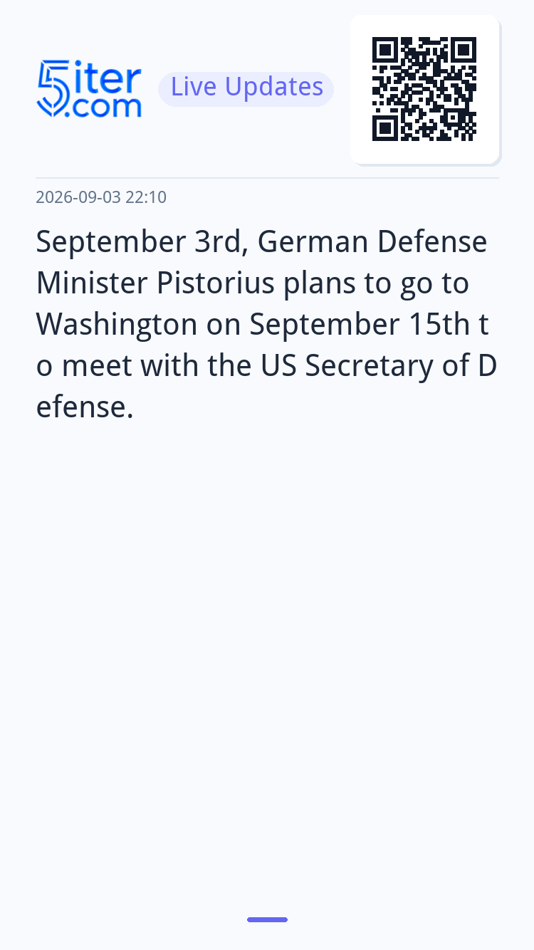 September 3rd, German Defense Minister Pistorius plans to go
