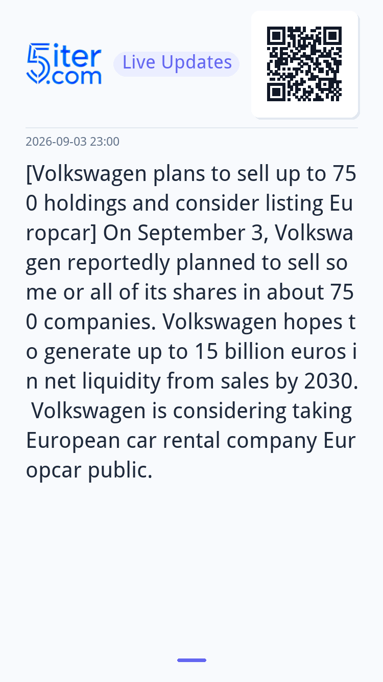 [Volkswagen plans to sell up to 750 holdings and consider li