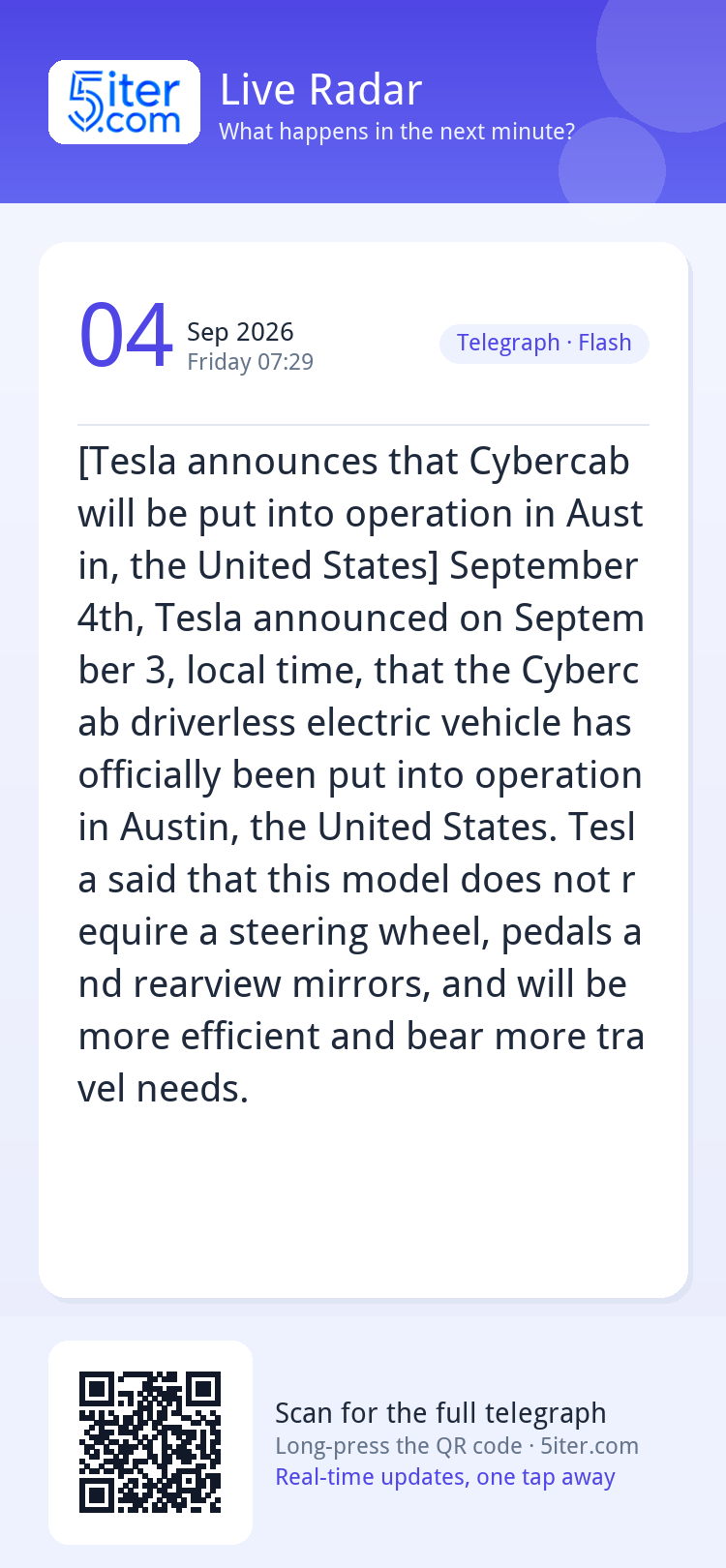 [Tesla announces that Cybercab will be put into operation in