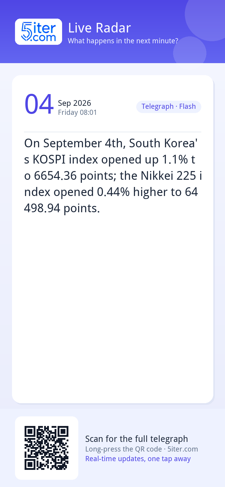 On September 4th, South Korea's KOSPI index opened up 1.1% t
