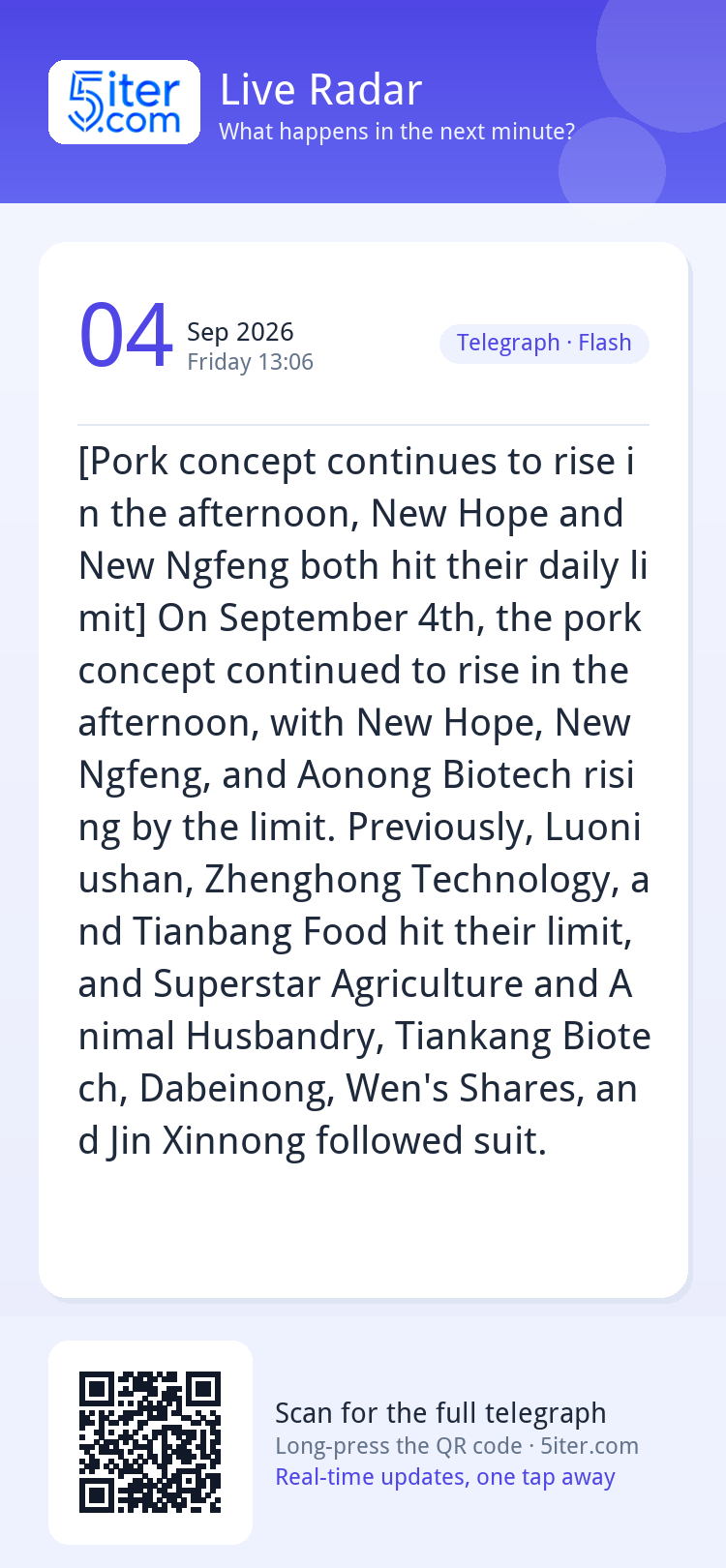 [Pork concept continues to rise in the afternoon, New Hope a