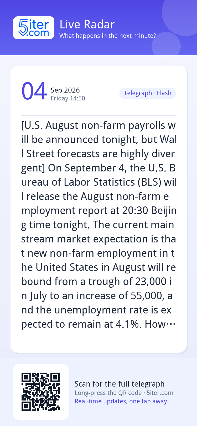 [U.S. August non-farm payrolls will be announced tonight, bu