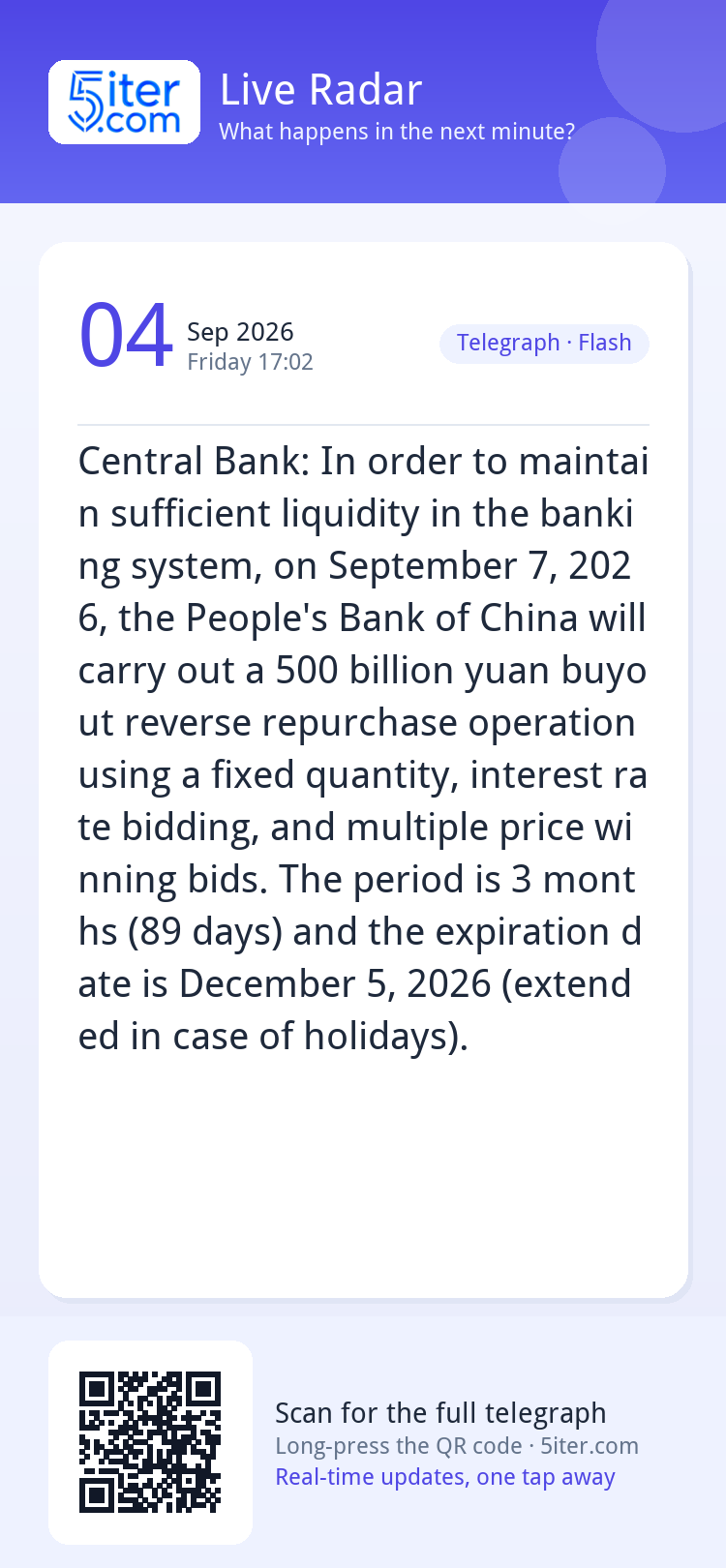 Central Bank: In order to maintain sufficient liquidity in t