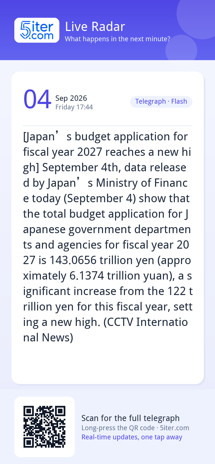 [Japan’s budget application for fiscal year 2027 reaches a n