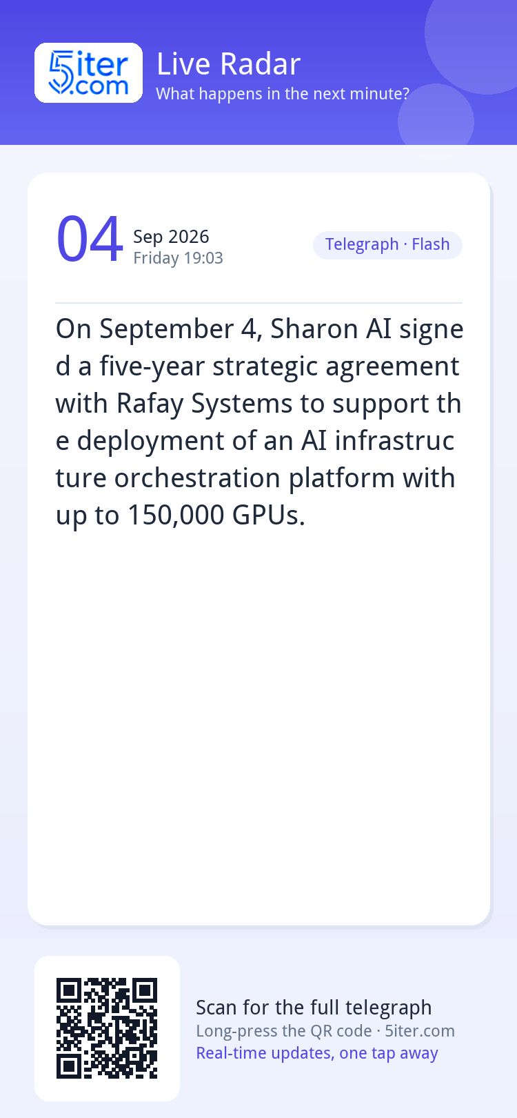 On September 4, Sharon AI signed a five-year strategic agree