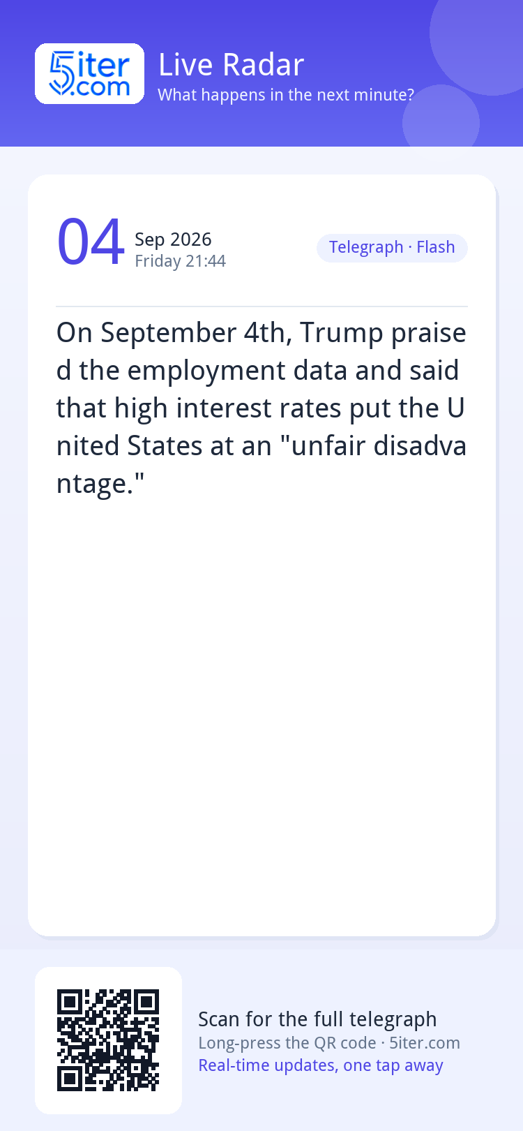 On September 4th, Trump praised the employment data and said