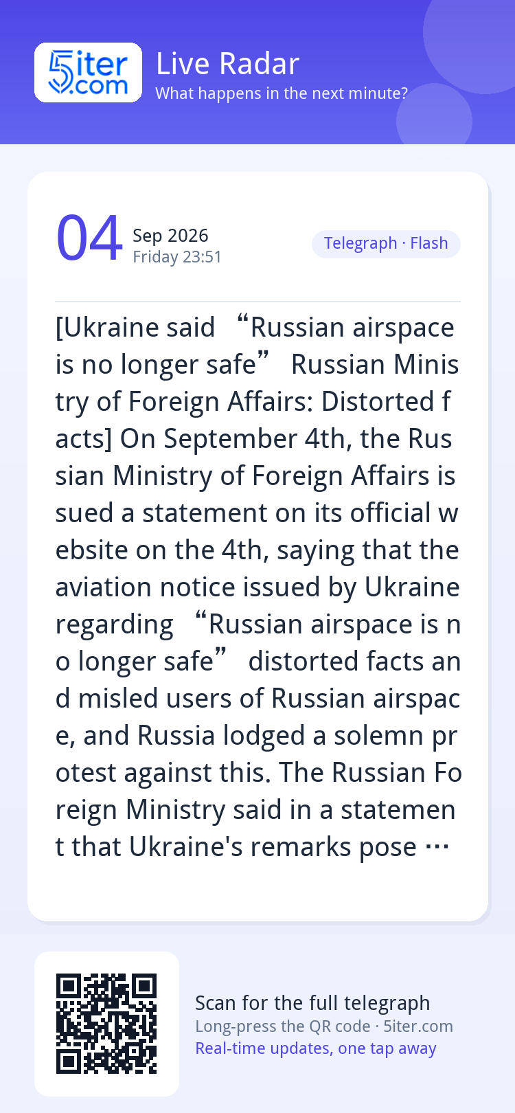 [Ukraine said “Russian airspace is no longer safe” Russian M