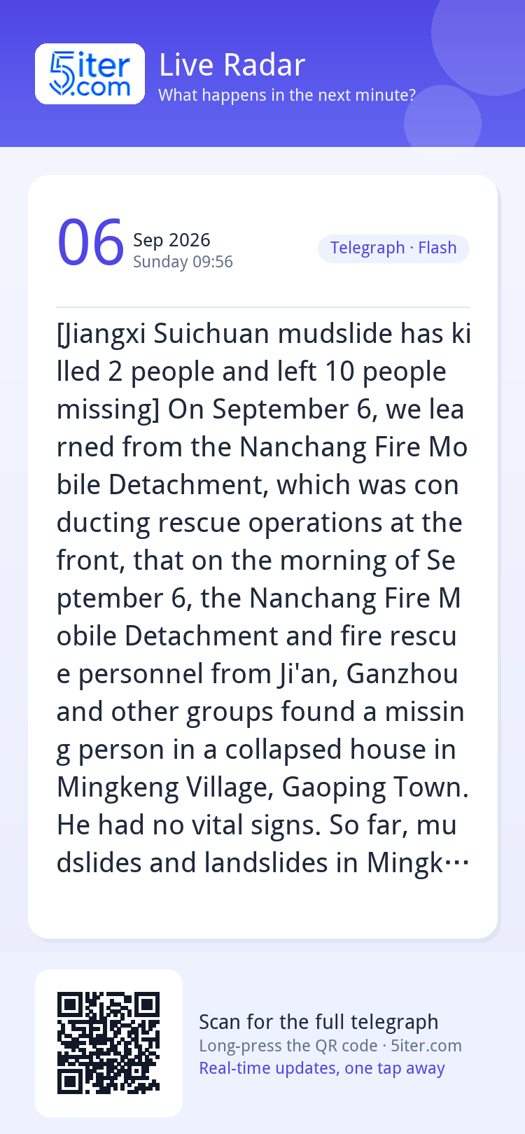 [Jiangxi Suichuan mudslide has killed 2 people and left 10 p