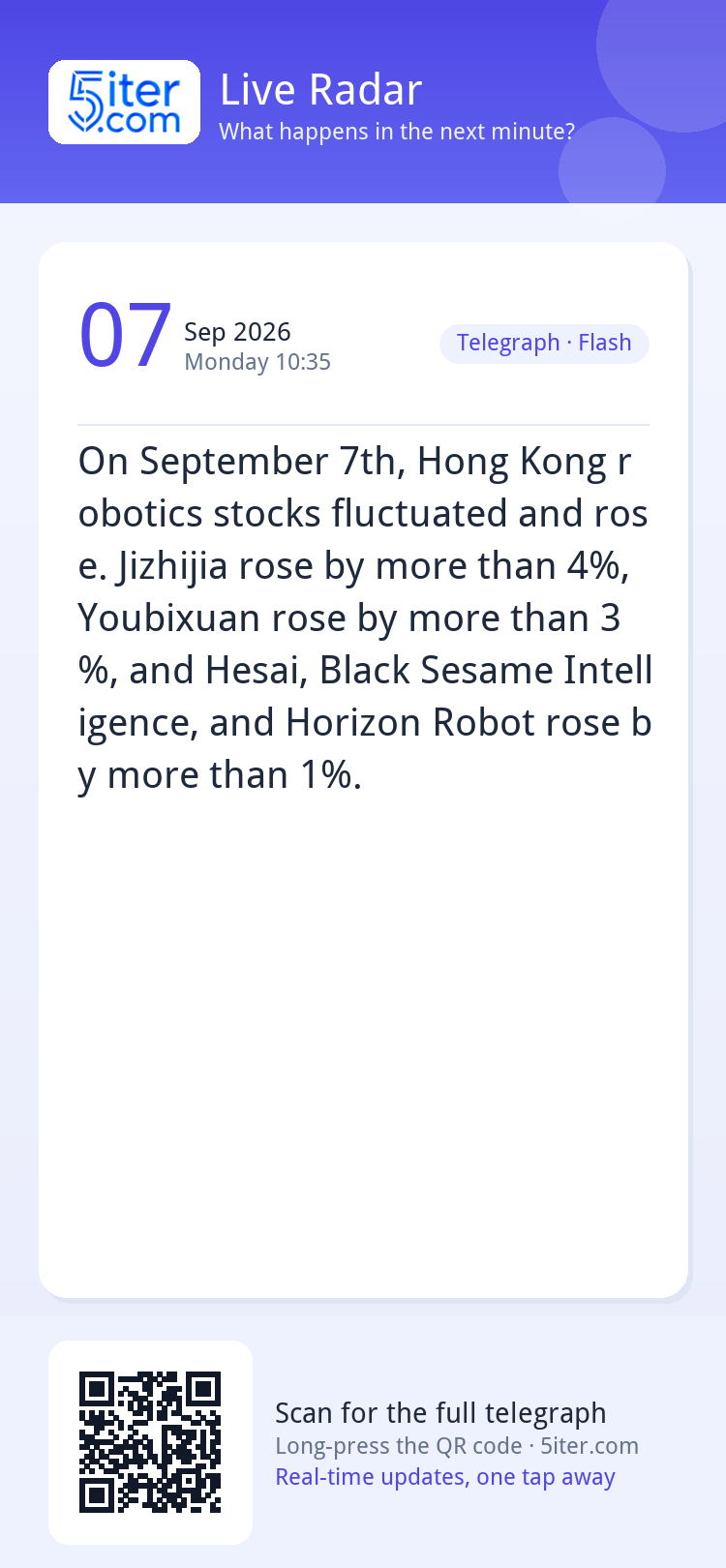 On September 7th, Hong Kong robotics stocks fluctuated and r