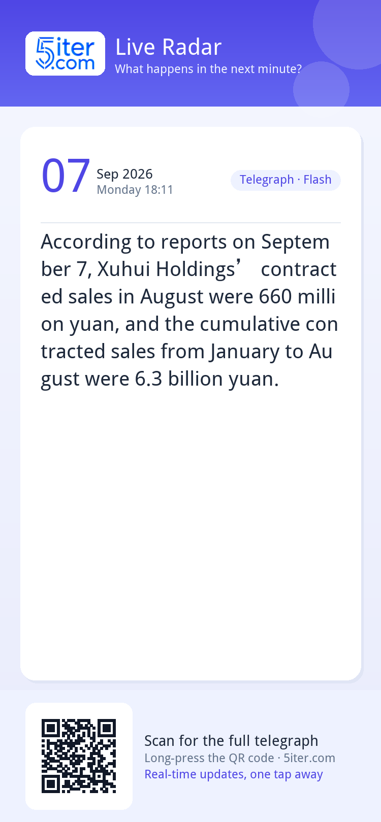 According to reports on September 7, Xuhui Holdings’ contrac