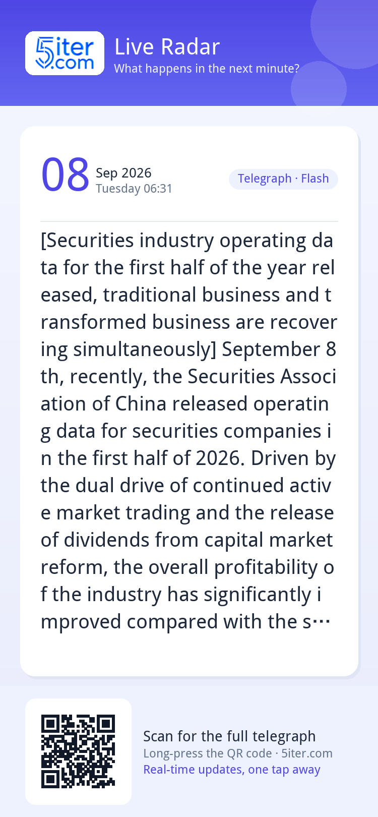 [Securities industry operating data for the first half of th