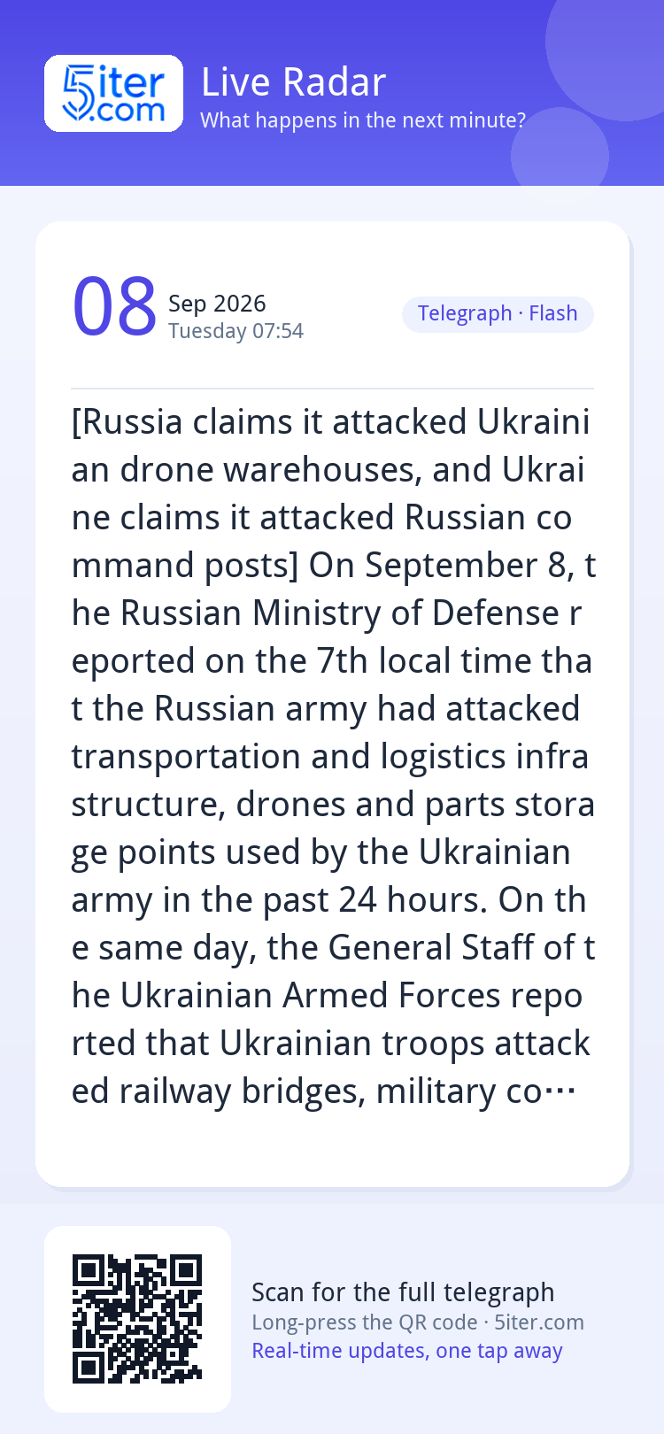 [Russia claims it attacked Ukrainian drone warehouses, and U