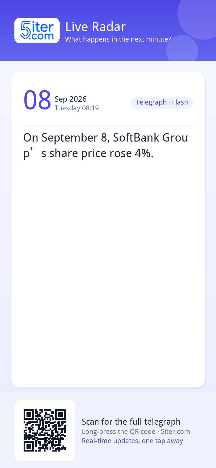 On September 8, SoftBank Group’s share price rose 4%.