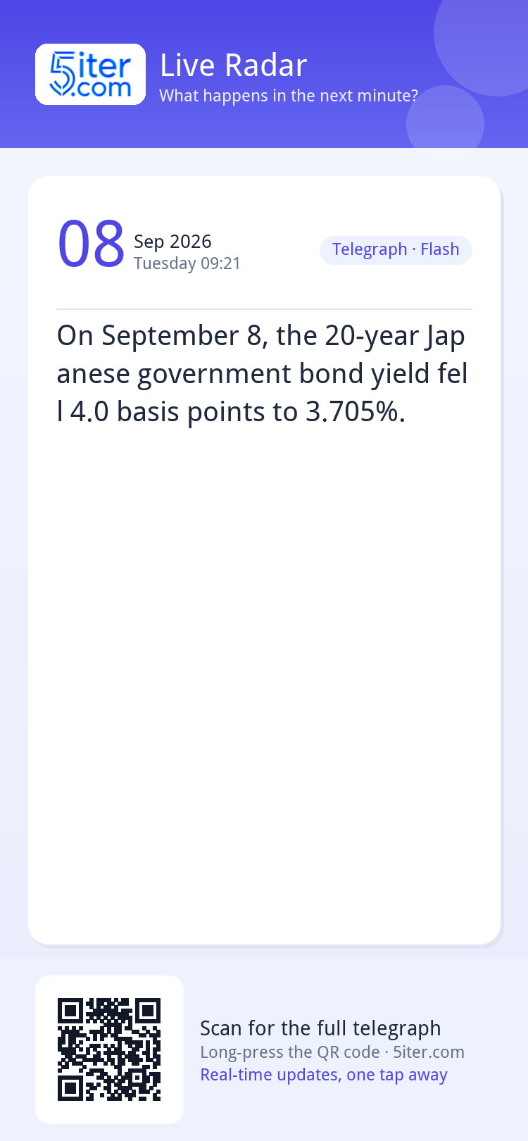 On September 8, the 20-year Japanese government bond yield f