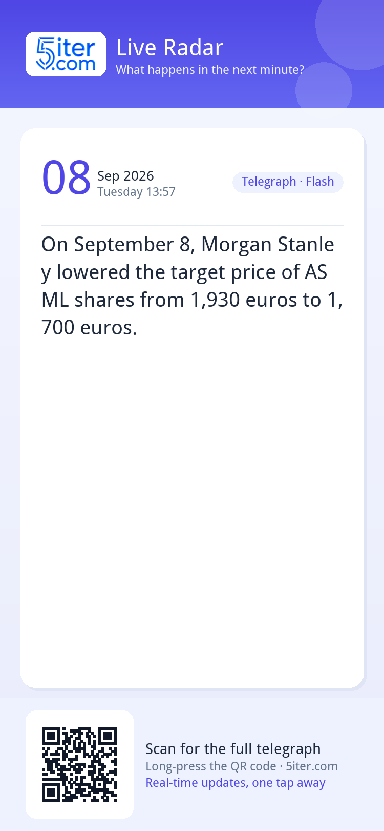 On September 8, Morgan Stanley lowered the target price of A