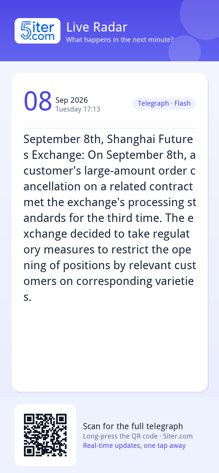 September 8th, Shanghai Futures Exchange: On September 8th, 